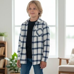 Cat & Jack - NWT - White and Blue Plaid Button Down Shirt